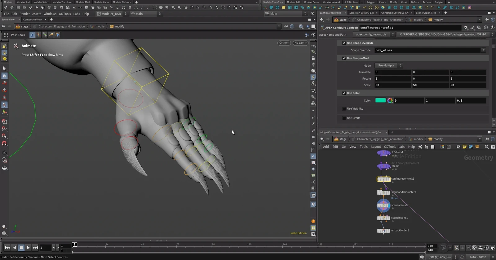 The base rig was imported from Character Creator and improved with APEX controls for automatic humanoid rigging.