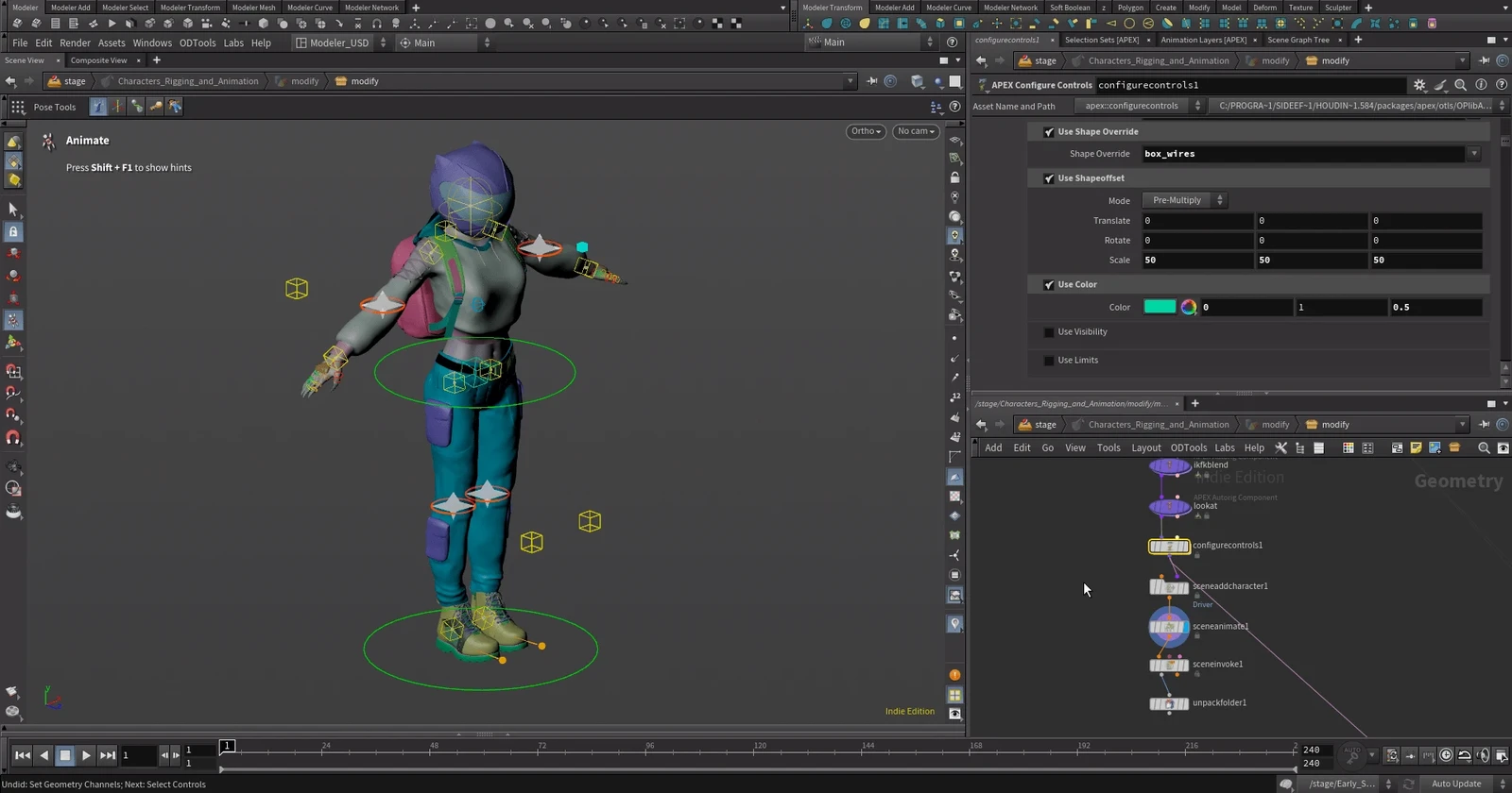 Clothing skin weights were moved with KineFX in Houdini and then cleaned by hand.