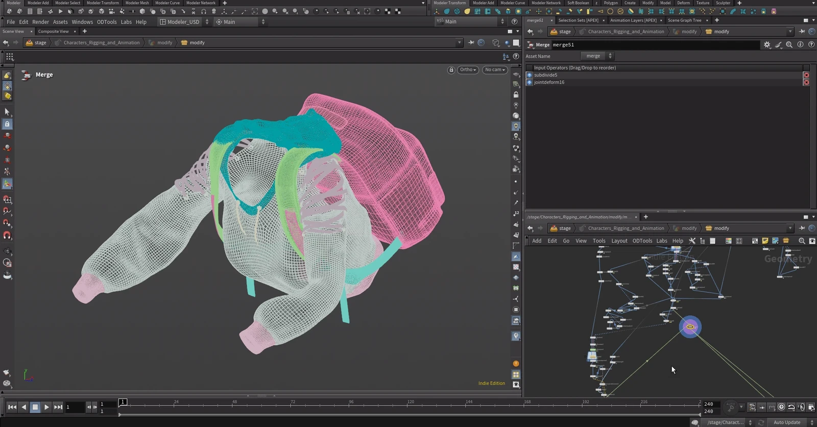 The results were applied to the final high-quality geometry with point deformers.