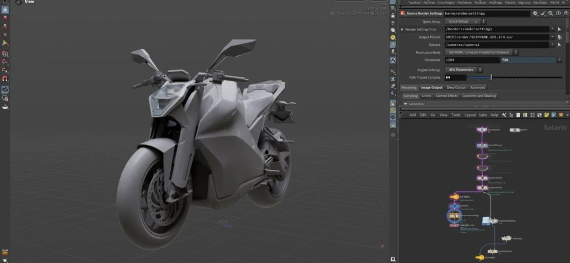 The model was converted to USD inside from the object context and exported for texturing in Substance Painter.