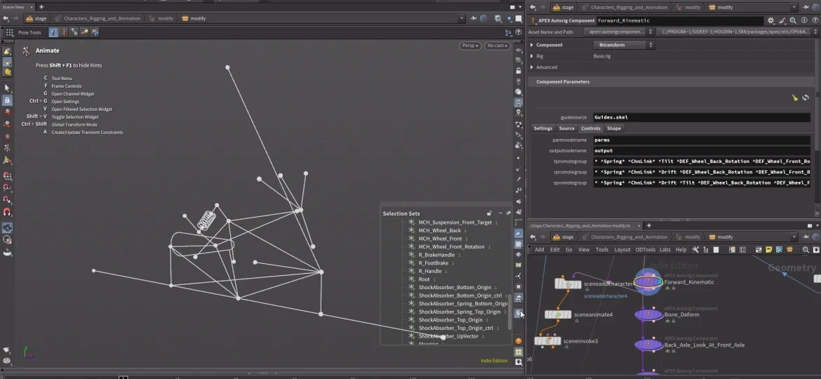 The bike rig was made entirely in Houdini with KineFX and APEX.