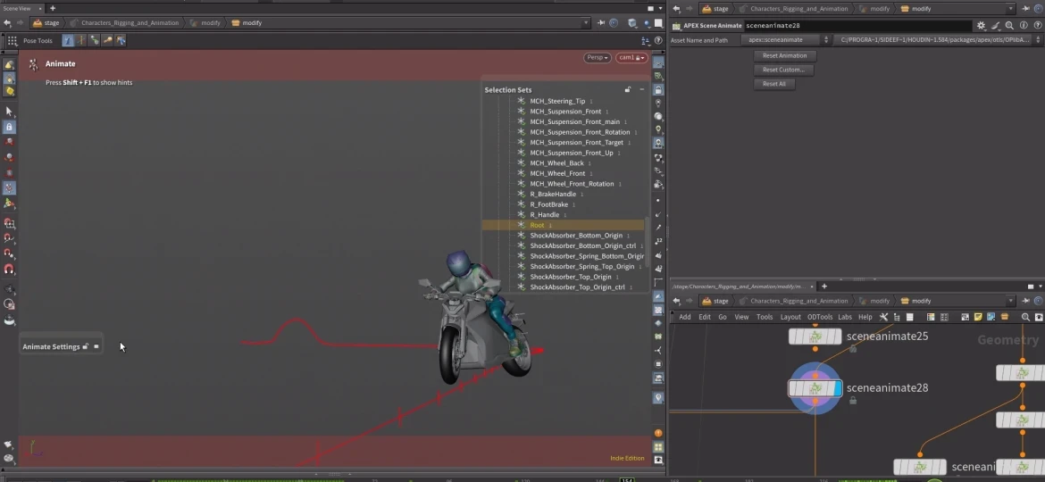 A motion path shows the bike’s planned movement.